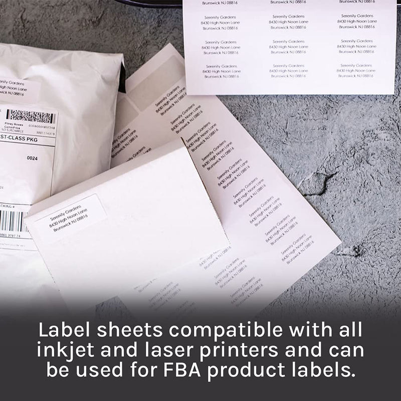 Premium Label Supply White Address Sticker Labels – 2.625" x 1" – Laser/Inkjet Compatible – (30 per Sheet), 25 Sheets - 750 Total Adhesive FBA Labels 750 Labels