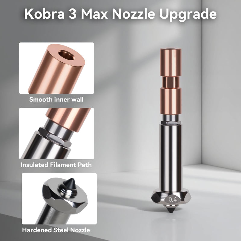 Kobra 3 Max Hotend Upgrade, All-Metal Extruder Replacement with 0.4/0.6/0.8mm Quick-Swap Hardened Steel Nozzles and Silicone Cover Compatible with Anycubic Kobra 3 Max/Combo 3D Printer