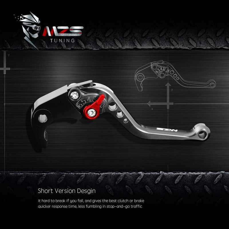 MZS Black Motorcycle Brake Clutch Levers Adjustable Short Compatible with GROM MSX125 14-25 | CBR250R 11-15 | CBR300R CB300F 14-22 | CB300R 18-24 | CBR500R CB500F CB500X 13-21 | Monkey 18-24 GROM/CBR250R/CBR300R/CBR500R/CB500F