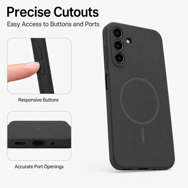 Magnetic for Samsung Galaxy A17 5G Case, Silicone Phone Case with 2 Screen Protectors, Integrated Raised Camera Protection, Shock-Absorbing Drop Protection, Black