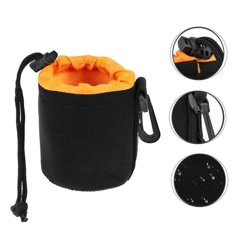 S Size (Small) Camera Lens Pouch, Thick Protective Neoprene Bag Storage Cover Case with Drawstring Design, Soft Plush Interior, Compatible for Canon, for Nikon, for Sony DSLR Lenses S: 8cm x 10cm (D x H)