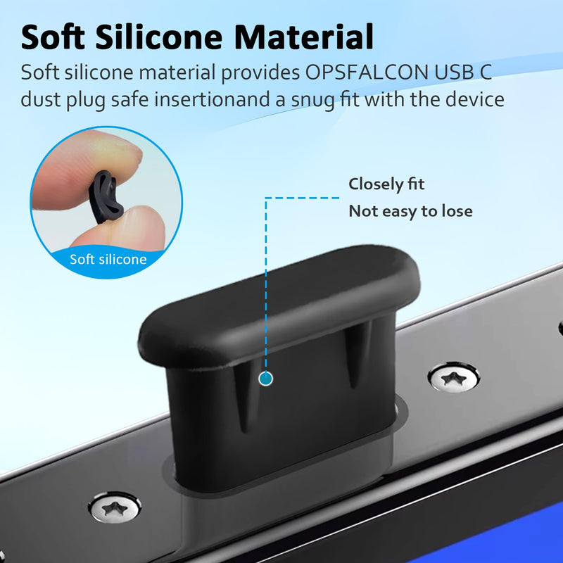USB C Dust Plug, 40 Pack Anti-Dust USB C Plug Cover, Soft Silicone USB C Port Cover Universal USB C Cover for iPhone 15/16/17 Pro Max, Kindle, Samsung, Pixel, USB C Device (40 Black) 40 Black