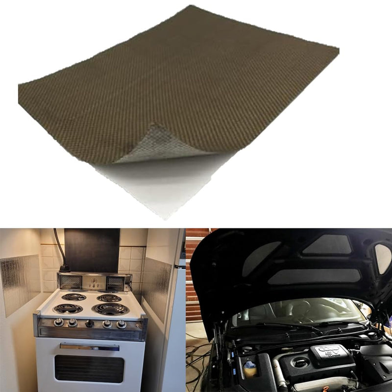 Titanium Adhesive Backed exhaust heat shield 12'' X 24'' for wall behind grill 2500 Degrees High Temp Protection Material Thermal Barrier Blanket Mat 12'' X 24''