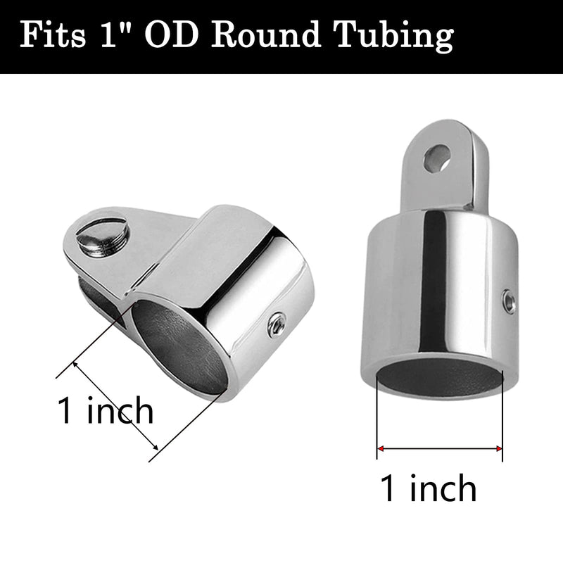 Bimini Canopy Hardware, 4 Piece Eye End Caps, Marine Accessories Fits 1'' or 7/8'' OD 316 Stainless Steel Heavy Duty Canopy Parts White 1inch