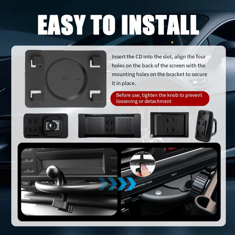 CD Slot Mount for Carplay Screen 360° Rotatable,2026 Upgraded Carplay Screen Mount with Triangle Stabilizing,Universal CD Mounts for Carplays Screens Dashcam GPS Car Accessories