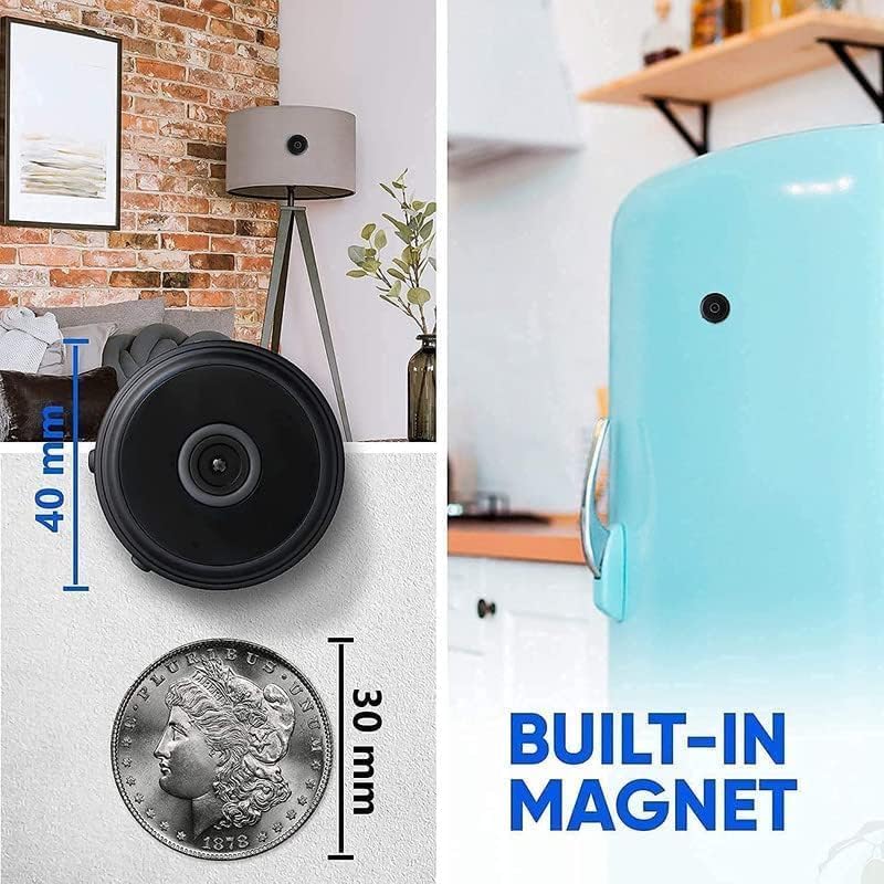4Packs WiFi Hidden Camera 1080P Night Vision Home Security Cam for Pet Baby | Portable Wireless Indoor Cam, Motion Detection, Remote Live Viewing, Easy Setup for Home Pet Baby Surveillance BN-Black