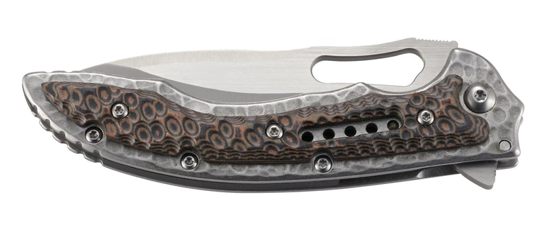 CRKT Fossil Folding Pocket Knife: Compact Stainless Steel Plain Edge EDC Folder with Frame Lock, Everyday Carry Knife, Satin Blade Finish 5460, Brown Fossil Compact - Brown