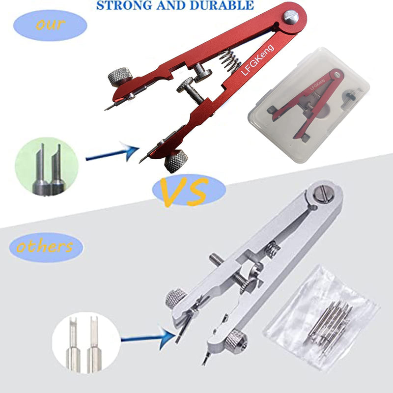 Watch Spring Bar Plier Tool, Spring Bar Tweezer, Watch Band pliers with Robust 8 Alloy Steel Pins, Watch Band Pins Replacement Tool Red