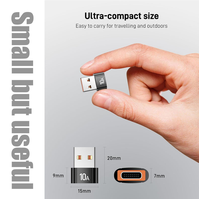 10A USB to USB C Adapter(10 Pack),USBC Female to USBA Male Adapter | USBC to USB Adapter,for iPhone17 16 Pro Max,MacBook,Notebook,Tablet,Car,Galaxy S25 S24,iPad 10 Air 4 5