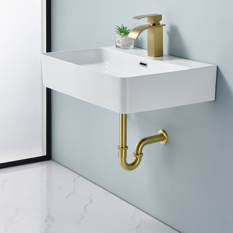 Brass P Trap Bathroom Sink : 1 1/4 Sink Trap with Adjustable Height - Brushed Gold Bottle P-Trap with Slip Joint Extension Tube - U-Shape Basin Sink Plumbing/Pipe Replacement Kit