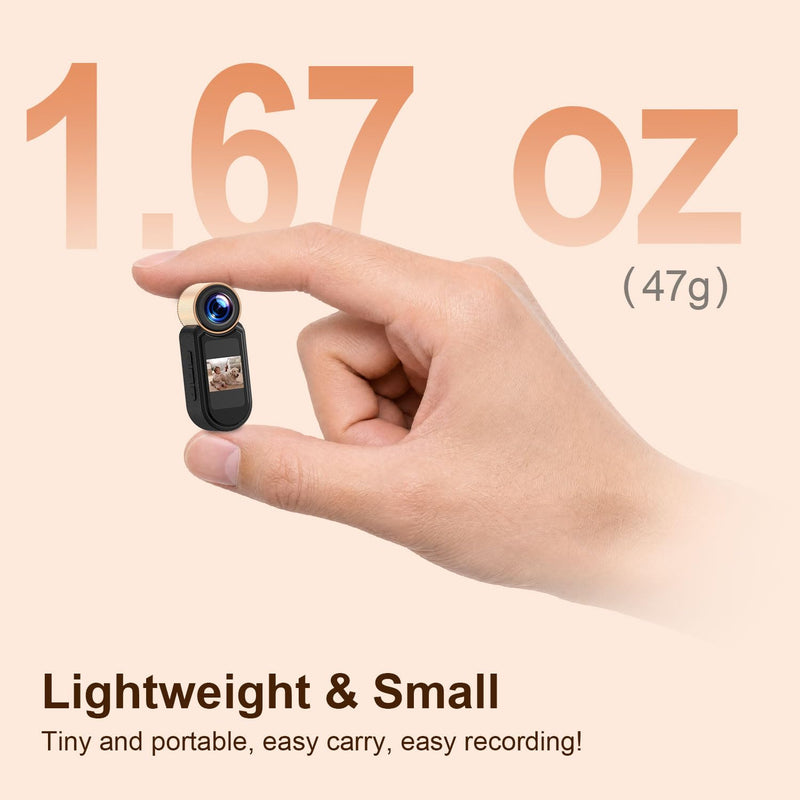 1080P Thumb Action Camera, WiFi Mini Body Hands-Free POV Camera Camcorder | Wearable Portable Recording, with Magnetic Pendant, for Security, Guard, Cycling, Travel, Pet Walking, Vlogging-Black Black
