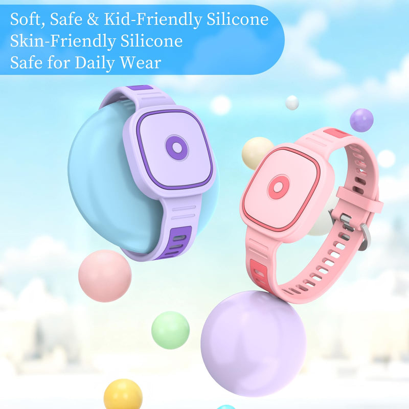 [2 Pack] Silicone Bracelet for Tile Mate (2022/2024), Waterproof Protective Case for Tile Life360 Mate Tracker Hidden Tile Mate Holder for Kids Teens Elderly (Pink+Purple) 2Pcs (Pink & Purple)