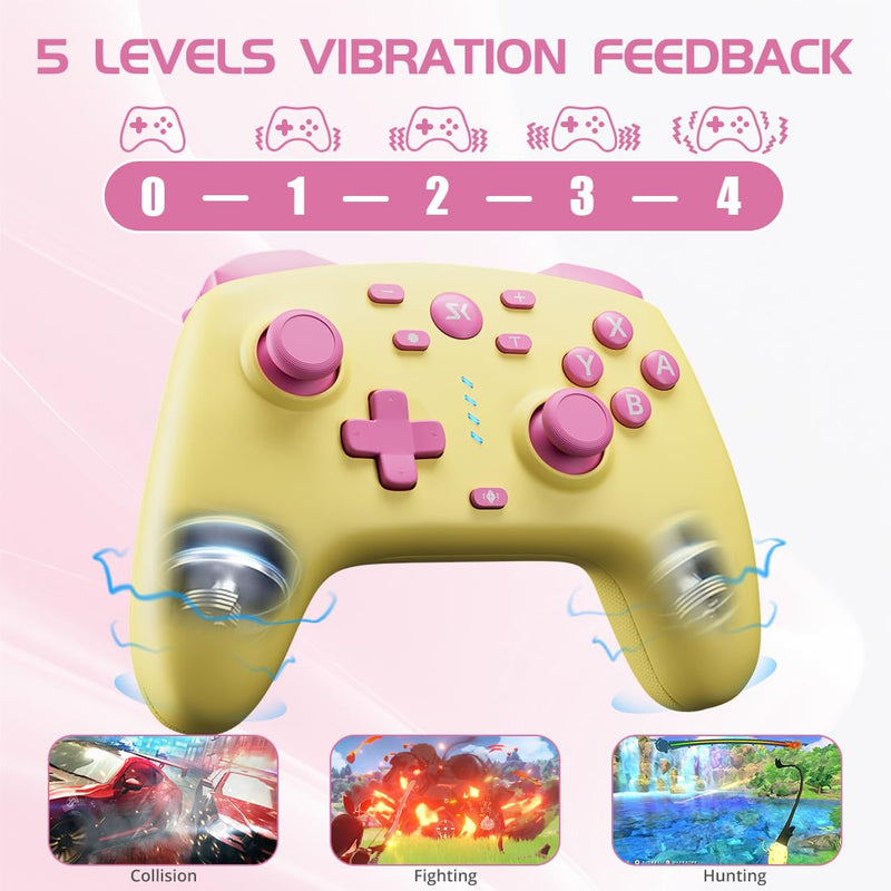 Kujian Wireless Switch Controller for Switch/Switch 2/OLED/Lite (Yellow + Lake Blue) Yellow + Lake Blue