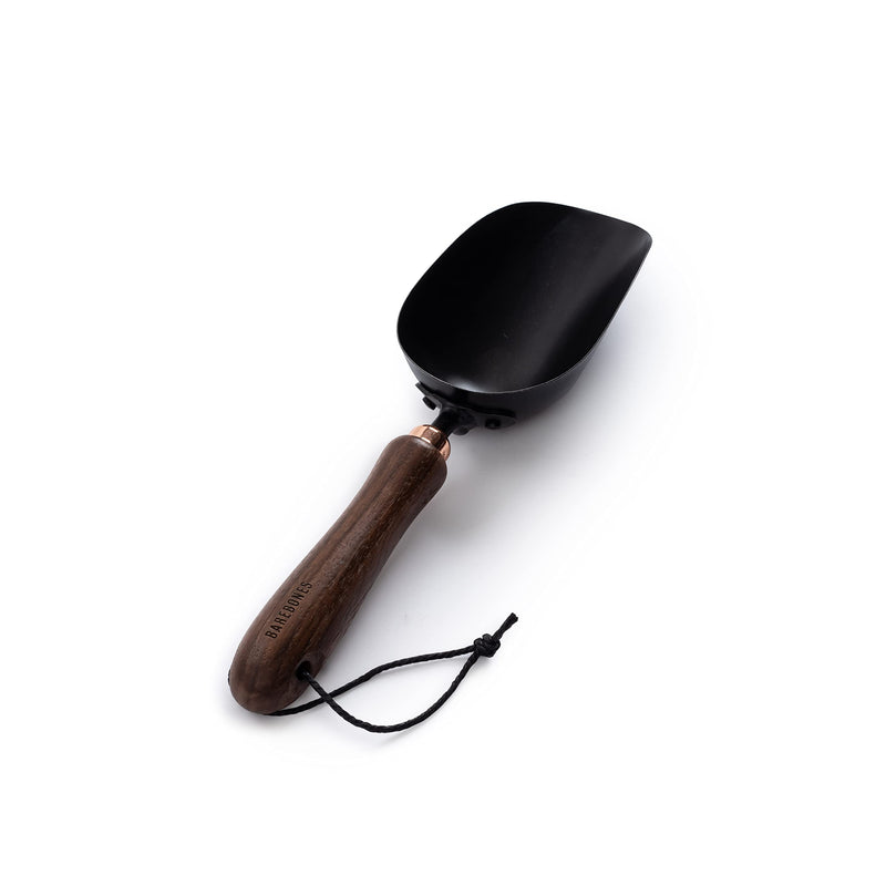 Barebones Garden Scoop - Garden Spoon - Stainless Steel Small Hand Shovel for Transplanting, Digging, and Planting - Great Home Gardening Hand Tools (Walnut/Black) Walnut/Black