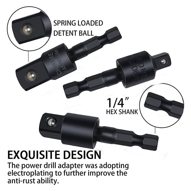 17Pcs Flexible Drill Bit Extension, Include 3Pcs Rotatable Socket Adapter 2Pcs Hex Shank 105° Right Angle Drill Attachment 10 Short Screwdriver Bits 90° Angled Bits and Bendable Extension 17*black