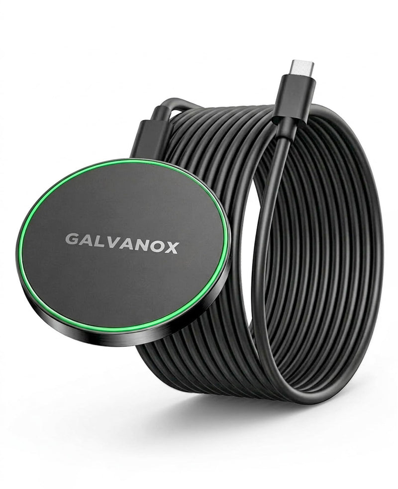Galvanox Compatible with MagSafe Wall Mounted Magnetic Wireless Charger, (15W) Fast Charging, Stick-on Adhesive Design with Removable USB-C Cable (Black, 10 FT) Black