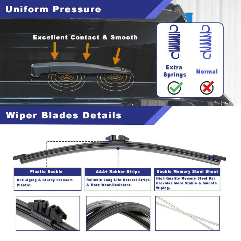 Rear Windshield Wiper Arm Blade Assembly Kit Compatible with 2018-2021 Ford Expedition, 2018-2020 Lincoln Navigator Rear Window Wiper, Replacement JL1Z17526A, JL1Z17528A, JL1Z17C526A