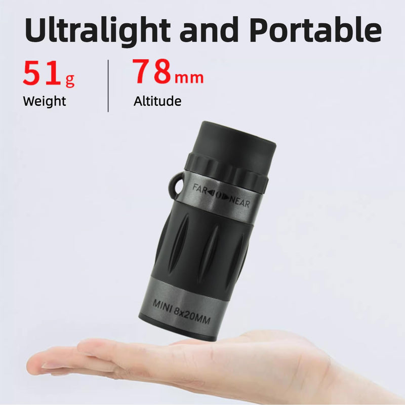 BAK-4 Prism 8X20 Monocular Telescope, Compact Telescope, High Powered Mini Pocket Monoscope, HD Handheld Monocular Scope for Adults Gifts, Designed for Bird Watching, Hiking, Hunting, Black