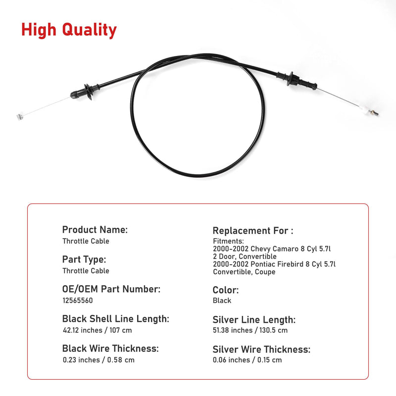 5.7L LS1 Throttle Cable Compatible with Chevy Camaro/Pontiac Firebird 2000-2002 12565560