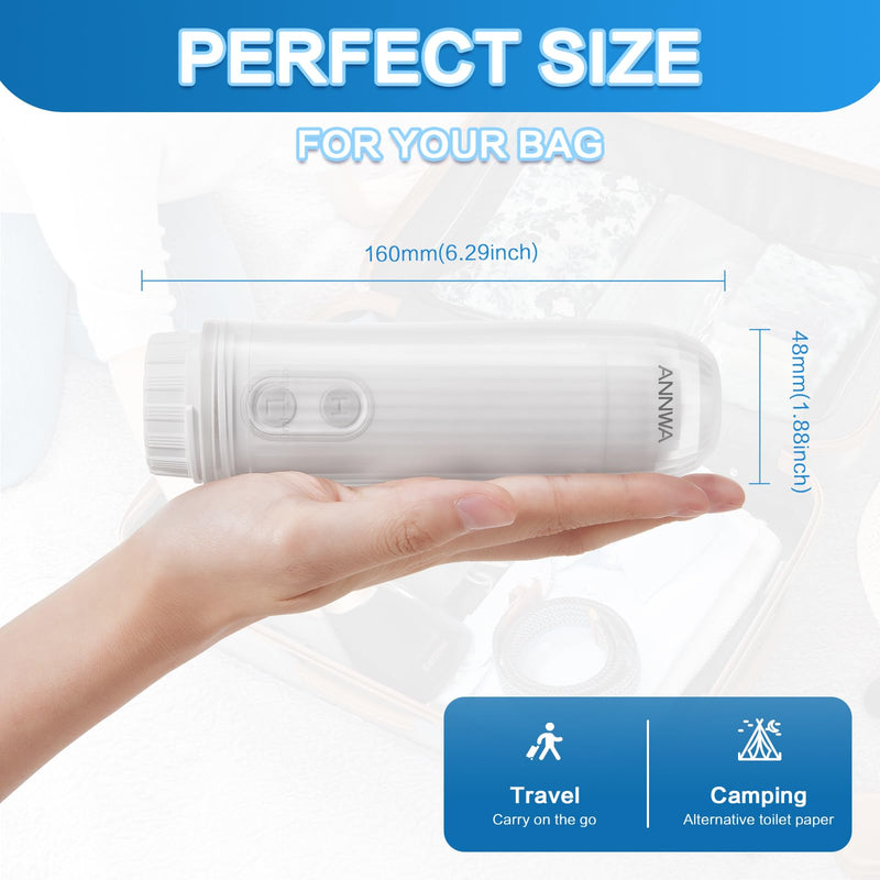 Portable Bidet for Travel 140mL Nozzle 180° Adjustment IPX6 Electric Handheld Bidet for Personal Hygiene Cleaning, Baby Wash, Postnatal Care, Perineal & Hemorrhoid Treatment(AM-US-NHJ001E) Polygon