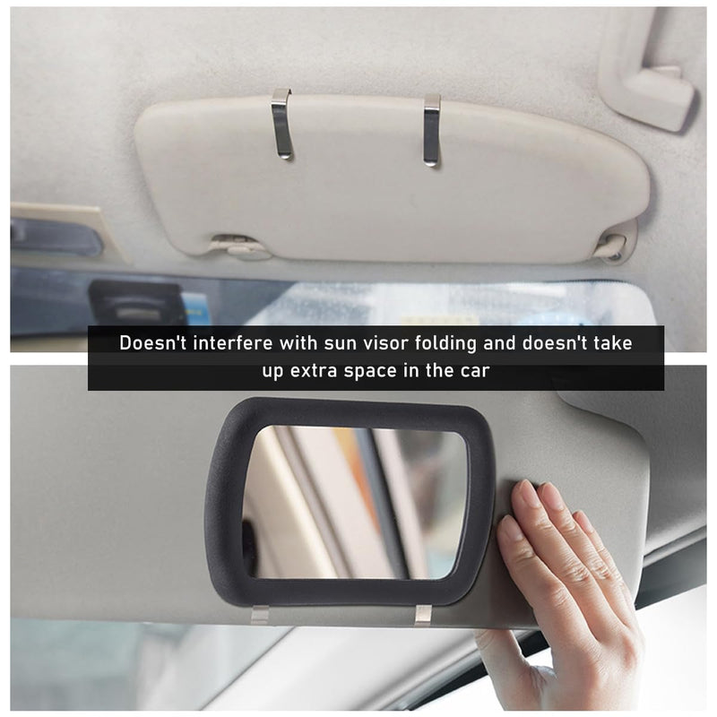 Car Sun Visor Vanity Mirror, Clip-on Automotive Makeup Sun-Shading Mirror, Universal Vehicle Sun Visor Cosmetic Vanity Mirror for Women Girls, Interior Car Accessories, Black 1PC