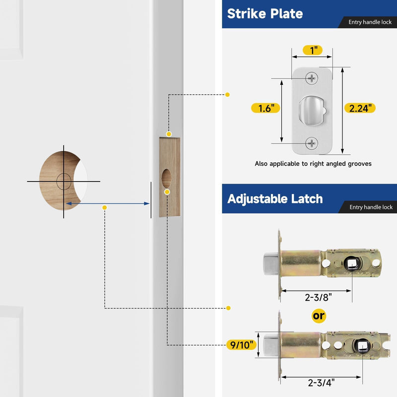 Keyed Entry Door Lever, Door Handle with Lock and Key, Exterior ＆ Interior Door Handle for Bedroom, Wave Style Lever Satin Nickel, Reversible for Left/Right 1 Pack