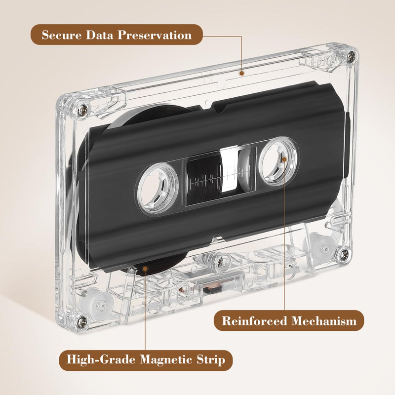 TEHAUX Blank Cassette Tapes, 60 Minute Audio Recording Cassettes 2pcs | 30 Minutes Per Side, Clear Storage Cases, Compatible with Standard Cassette Recorders, For Music, Voice & Mixtapes