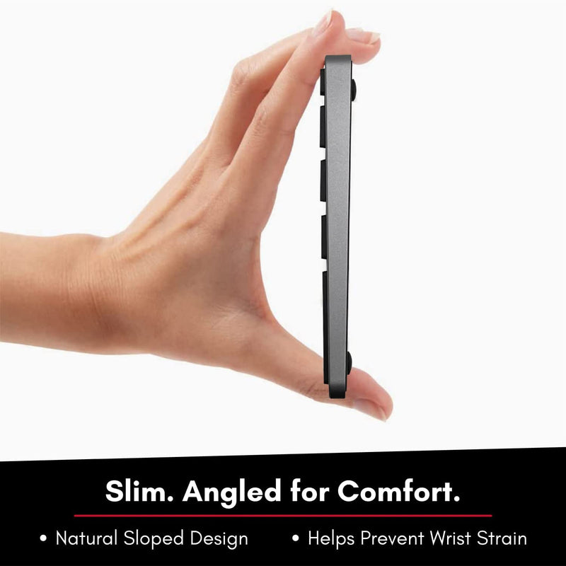 Macally Bluetooth Number Pad for Laptop - Slim Aluminum Design - Rechargeable Wireless Numeric Keypad - 35 Key Numpad Keyboard for Data Entry - for Mac, MacBook Pro/Air, iPad, iPhone, iOS, PC, Android Space Gray