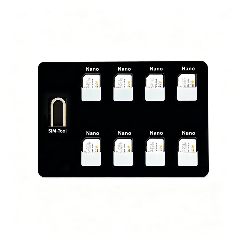 Nano SIM Card Holder Case, Slim SIM Organizer for 8 Nano SIM Cards, Soft Flexible Storage, Ultra Thin Travel SIM Card Case (Black) BLACK