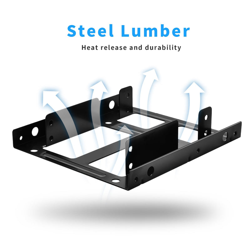 ELUTENG Double-Deck HDD SSD Mounting Bracket 2Pack 2.5" to 3.5" Hard Drive Adapter SSD Bracket Metal SSD HDD Holder with Mounting Screws Hard Drive Bay Mounting Bracket for PC