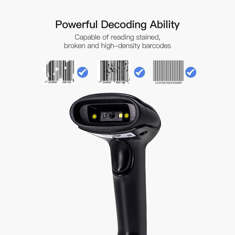 Alacrity 1D 2D Barcode Scanner with Adjustable Stand Handheld Handsfree USB QR Barcode Reader Wired Plug and Play Automatic Scanning Available CMOS Image Bar Code Reader 2D with Stand USB
