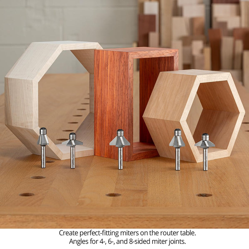 Chamfer Router Bit, 1/4 Shank, 60 Degree, 2 Flute, Twin Bearing, Carbide Tipped, USA Made Edge Forming Bevel Bit - US226018CH 60 Deg