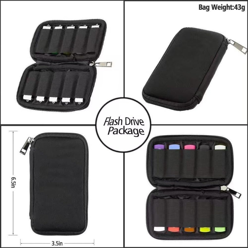 Flash Drive Storage Bag - Durable chloroprene Rubber Storage Box Suitable for USB Hard Drive Storage Cards (Small-Scale) small-scale
