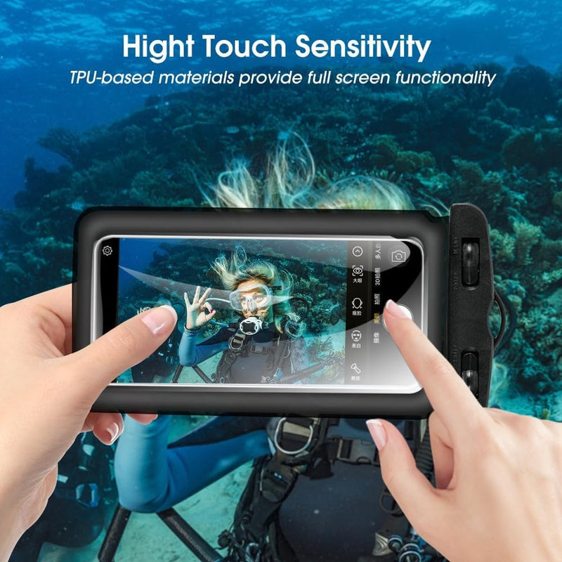 Universal Waterproof Cell Phone Dry Bags with Hanging Rope Swimming Mobile Phones Touchscreen Protector Cover,5.2-6.4 Inch (White) White