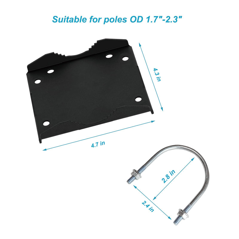 Antenna Mast Clamp Cross-Over Bracket Kit for 1.7-2.3" OD Poles, Antenna Pole Mounting Hardware with U Bolts, for TV Antenna, Weather Station, Antenna Double Pipe-Mounting