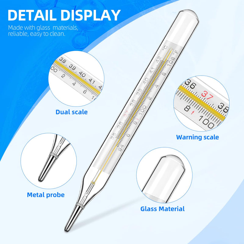 Ipetboom 5 Pcs Glass for Adults Dual Scale Celsius & Fahrenheit Accurate Body Temperature Measurement for Kids and Family Home Use 5.31 X 0.66 X 0.43 in 5pcs