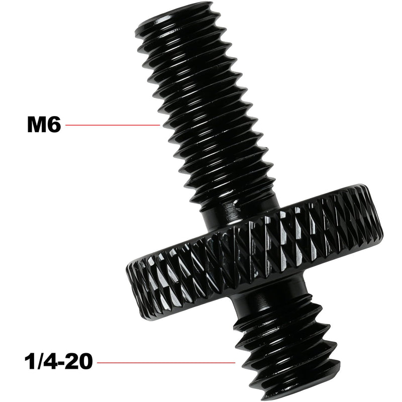 2PCS 1/4-20 Male To M6 Male Adapter Screw Double Ended Camera Microphone Stand Conversion Screw Aluminum Alloy Thread Adapter For Tripod Mic Mount Black