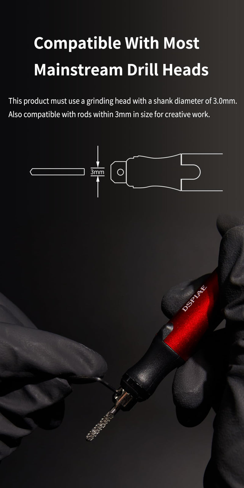 DSPIAE Portable Electric Sanding & Sharpening Pen – 3-Speed Mini Drill & Hobby Tool for Resin, Jewelry, DIY Crafts, Fine Polishing, Detail Grinding, 3mm Drill Compatible, Pen Sander Kit