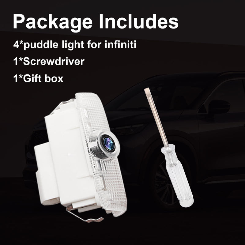 4PCS No Fade Car Door Light Logo Compatible with Infiniti, RCBDCYGJ Ultra-Bright Projector Lights for Partial QX50/56/60/70/80, Q50/60/70, G25/37, M25/35/37, FX37/50, EX25/35/37 (Red) Red