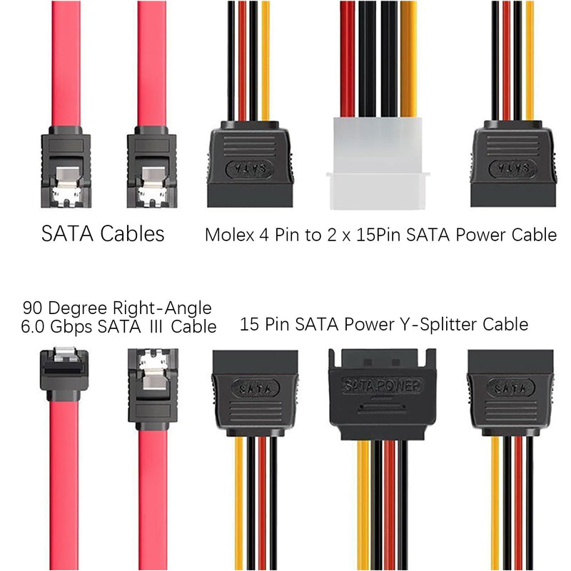 RLECS Dual SSD/HDD Metal Mounting Bracket with Screwdriver/Screws/SATA Power Cable/Data Cable Set