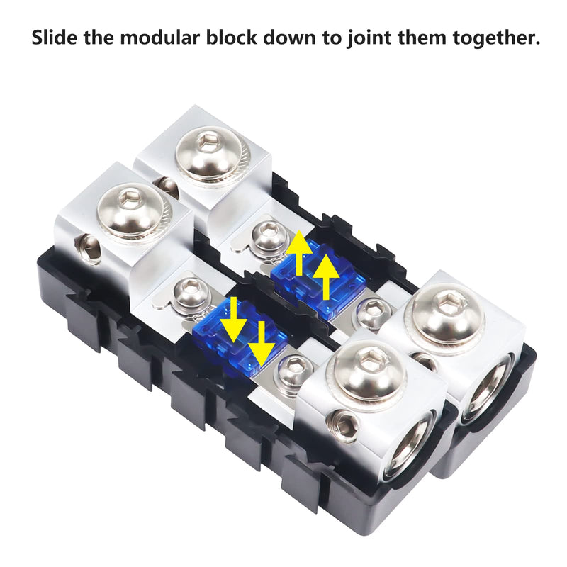 RECOIL MFHA-2 2 Packs Fuseholder 0/2/4 Gauge Modular Inline ANL & Mini-ANL Fuse Holders with Jumper Bars to Create Distribution Block Fuse and Negative Combo Blocks Modular In-line Fuseholder