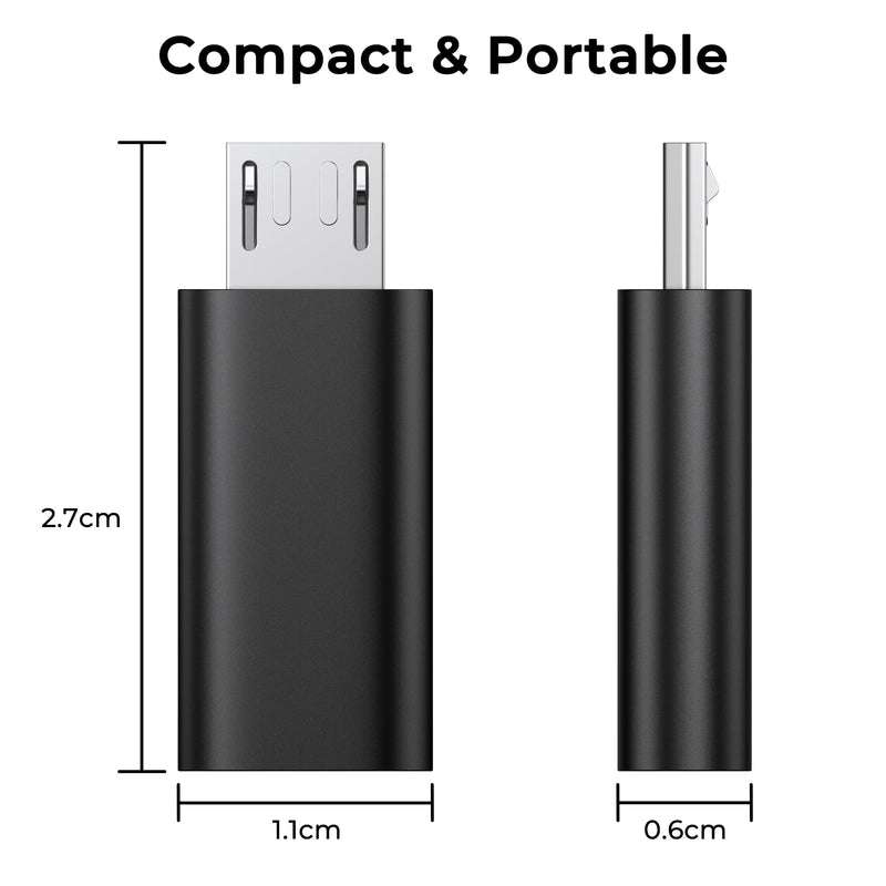6 Pack Micro USB to USB C Adapter, Data Transfer Adapter, for Galaxy S7/S7 Edge/S6/J7, LG G4, and More Devices (Black) Black