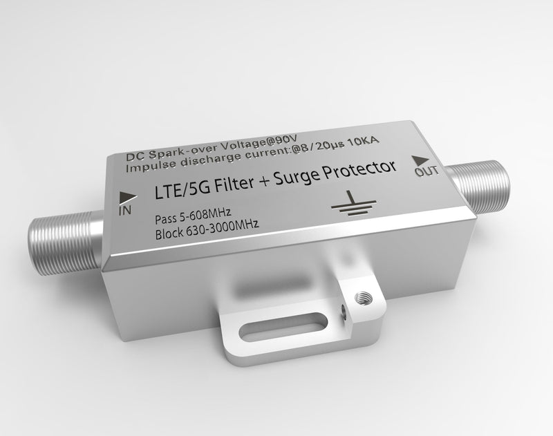 PIBIDI LTE Filter – Reduces 4G/5G LTE Interference with Grounding Block and Surge Protector, Frequency Range 5-608 MHz, Optimized for 2023 US LTE and 5G Standards