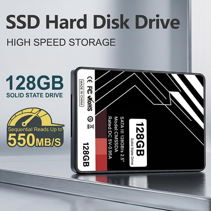 128GB Internal SSD SATA III – 2.5" Solid State Drive, High-Speed Read & Write – Black Computer Memory Storage Upgrade for Laptop, Desktop PC(Style-B)