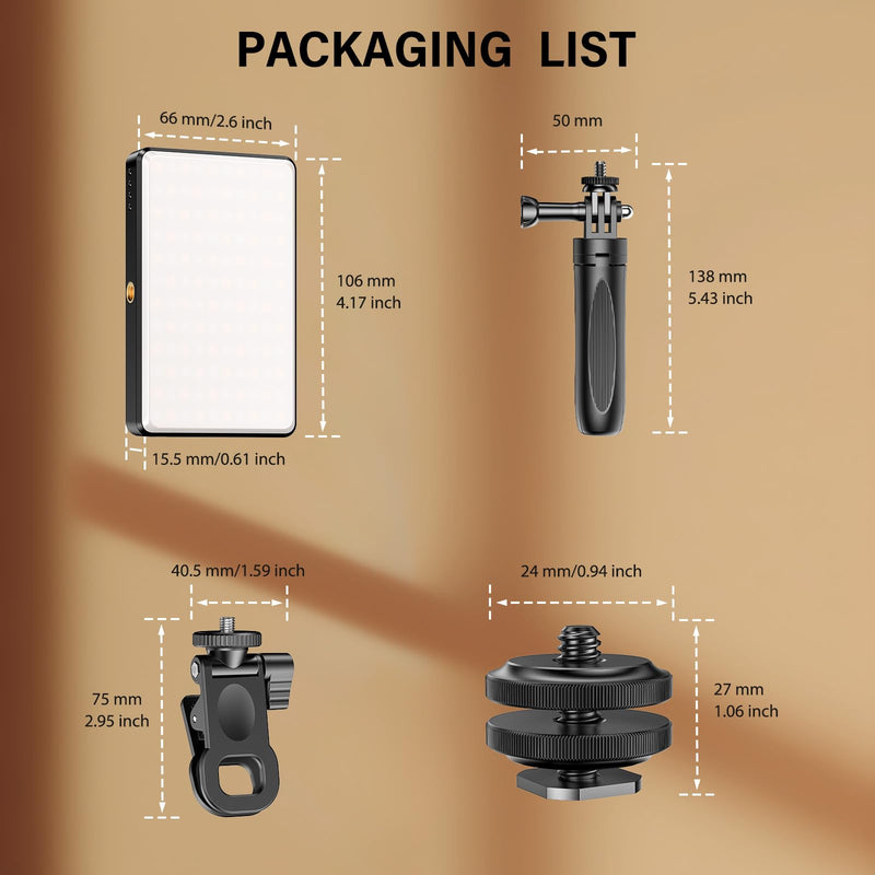 120 LED Video Light, Portable USB Photo Light Dimmable 2500-9000K CRI 95+ 5000mAh Battery with Tripod and Clip, Photo Lamp for Phone/iPad/Laptop/Camera ST120