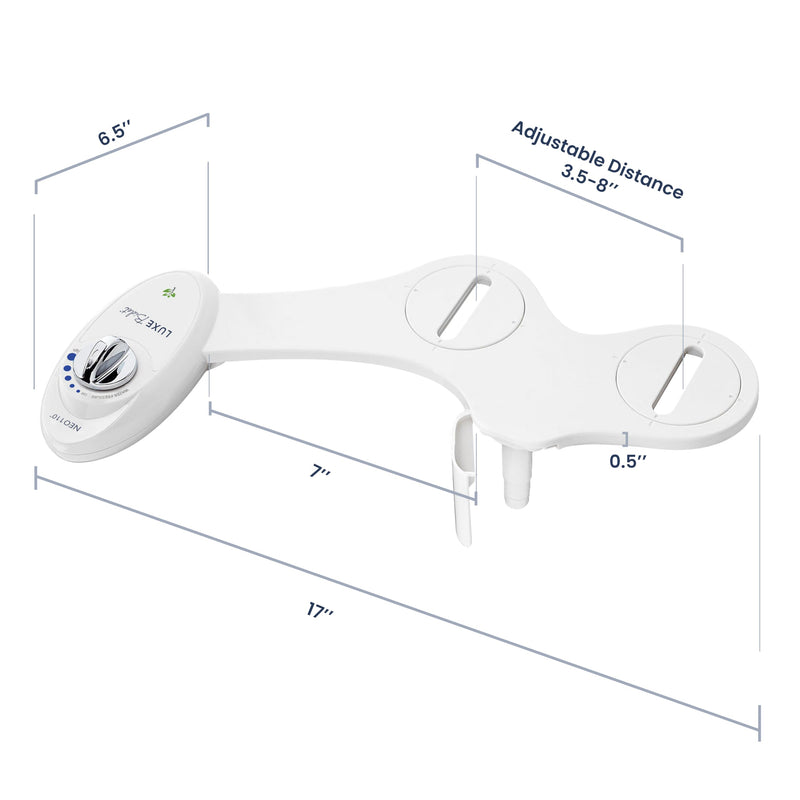 LUXE Bidet NEO 110 - Single Nozzle, Non-Electric Bidet Attachment for Toilet Seat, Adjustable Water Pressure, Rear Wash (White) White