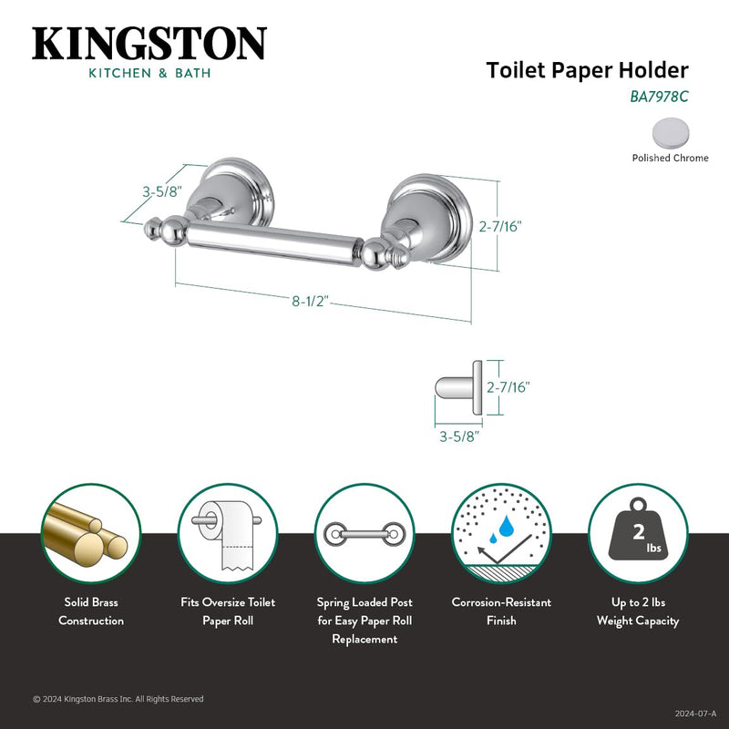 Kingston Brass BA7978C English Vintage Toilet Paper Holder, 8-1/2-Inch, Polished Chrome