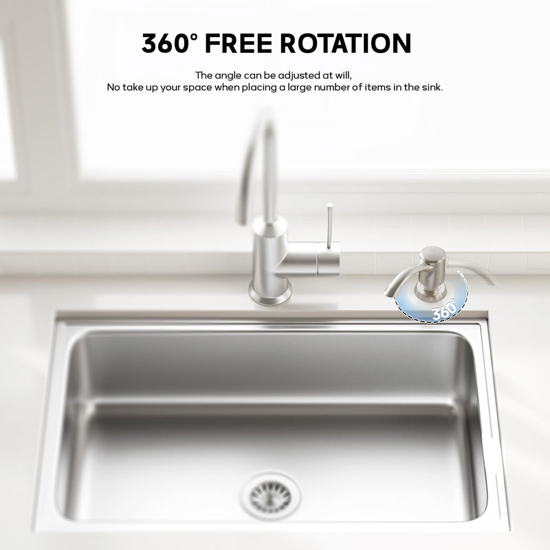 SAMODRA Built-in Kitchen Sink Soap Dispenser with Extension Tube Kit - Brushed Nickel Finish, Leak-Proof Design, No Top Refill Required (39" Tube) 39" Tube