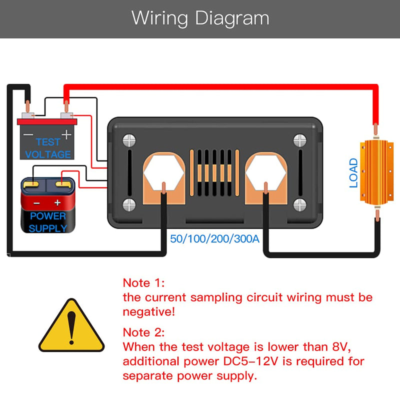 DC Multifunction Battery Monitor Meter,0-300V,0-100A Built-in Shunt, Widely Applied to 12V/24V/48V RV/Car Battery, LCD Display, Digital Current Voltage Solar Power Meter, Multimeter Ammeter Voltmeter DC 100A Battery Meter（Built-in Shunt）