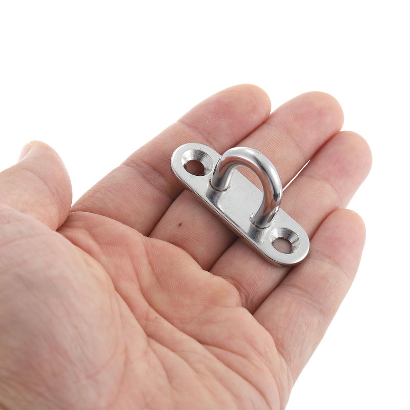 uxcell 20 Pcs Pad Eye Plate Hooks, 1.8 Inch 304 Stainless Steel Ceiling U Hook Marine Hanging Hook for Securing Hanging, Silver